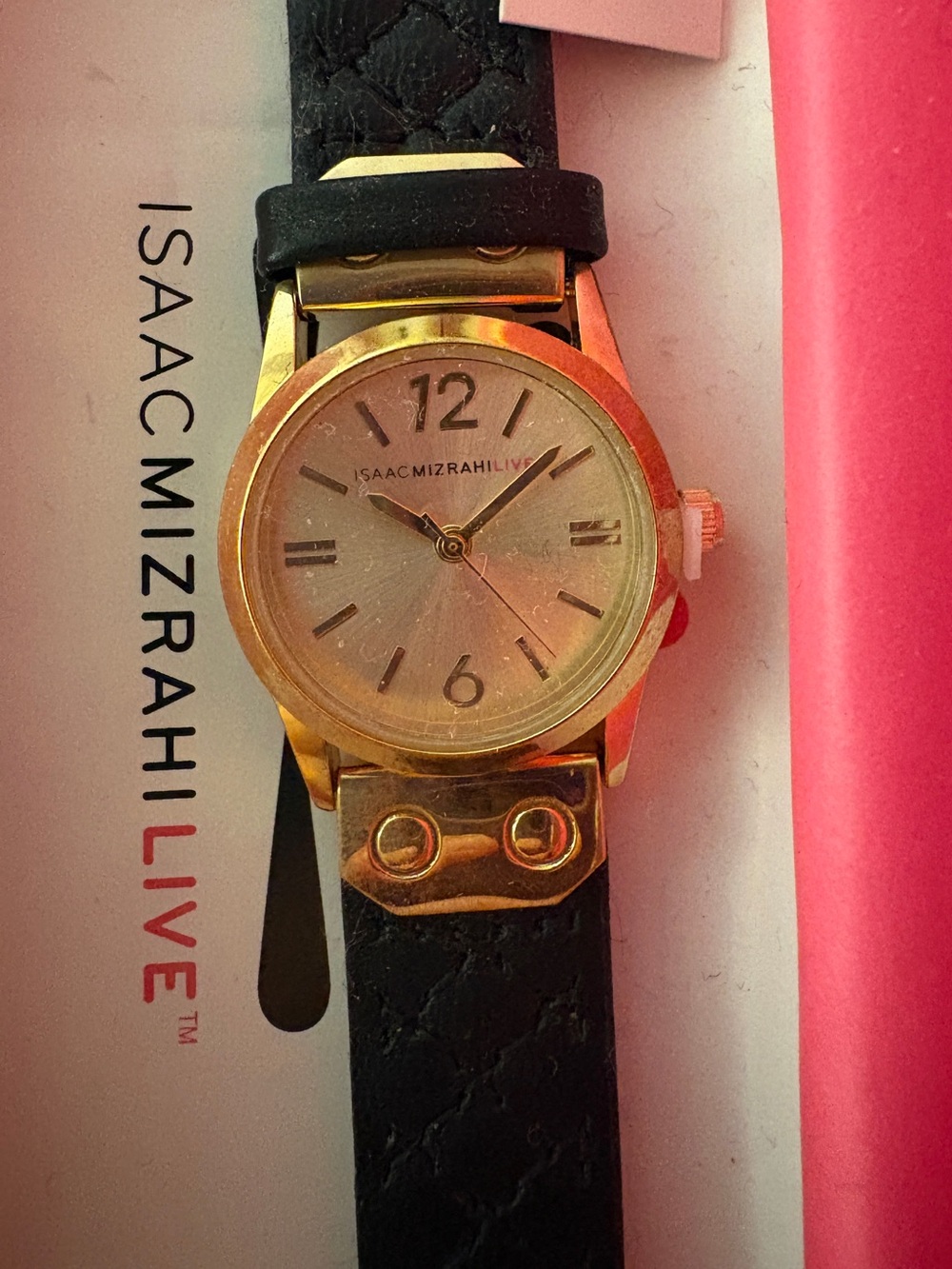 NIB!! Issac Mizrahi Stainless Steel Black and Gold Women’s Wrist Watch - Picture 8 of 8